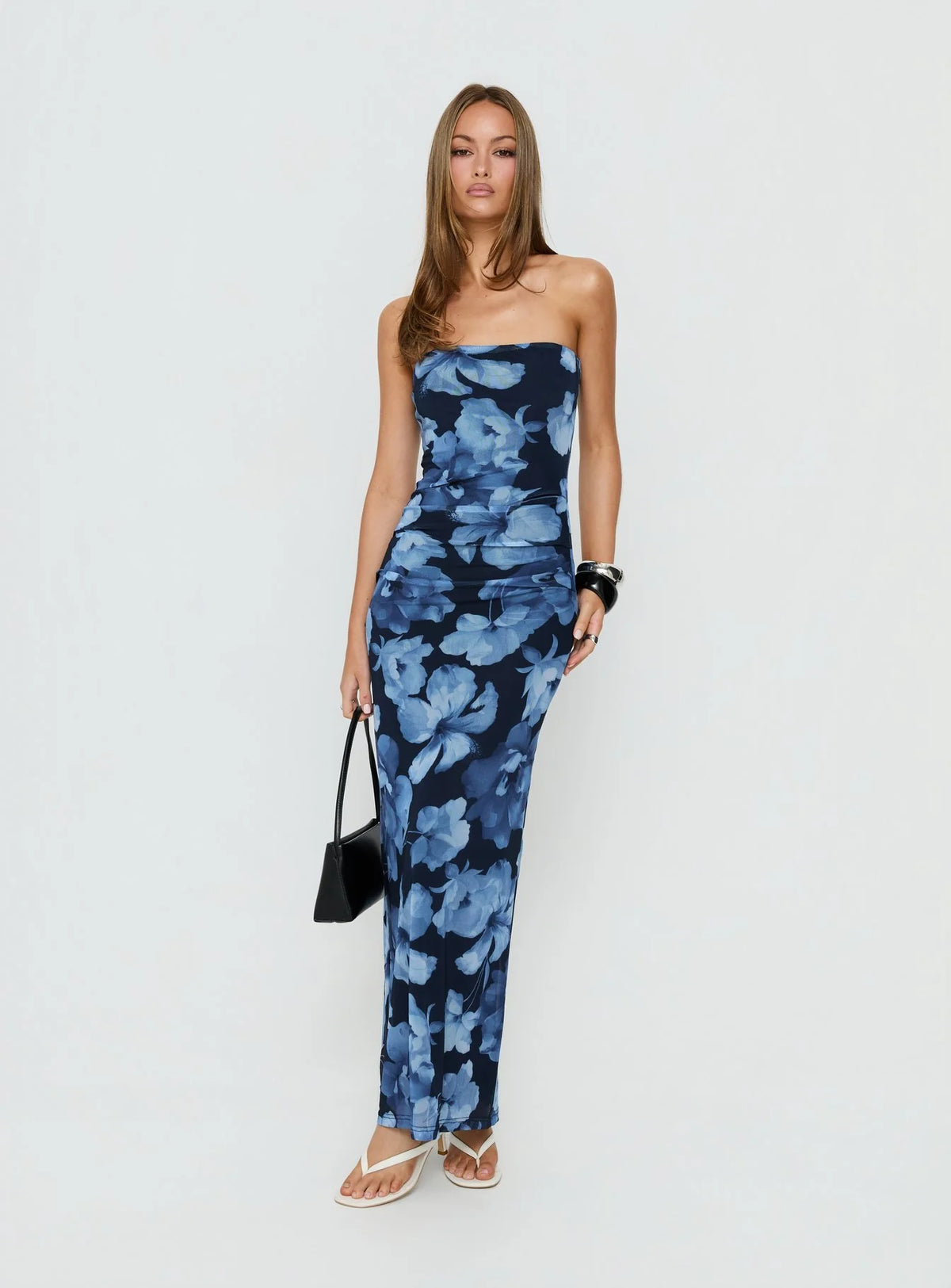 Lanora Strapless Maxi Dress Blue Floral