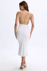 Modal Plunge Open-Back Midaxi Dress in White