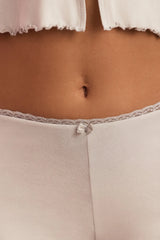 Lace-Trim Mid-Rise Pyjama Shorts in Cloud Grey