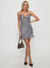 Milada Frill Hem Mini Dress Blue Multi
