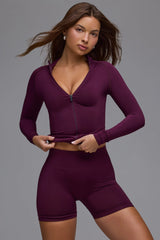 Define Luxe High-Waist Mini Shorts in Grape