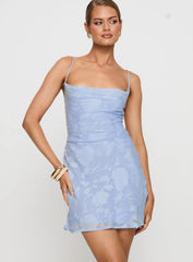 Celena Mini Dress Light Blue Burnout