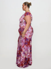 Soleila Maxi Dress Purple Multi Curve
