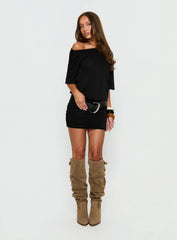 Romma Backless Slouchy Mini Dress Black