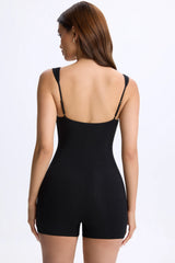 Modal Sweetheart-Neck Unitard in Black