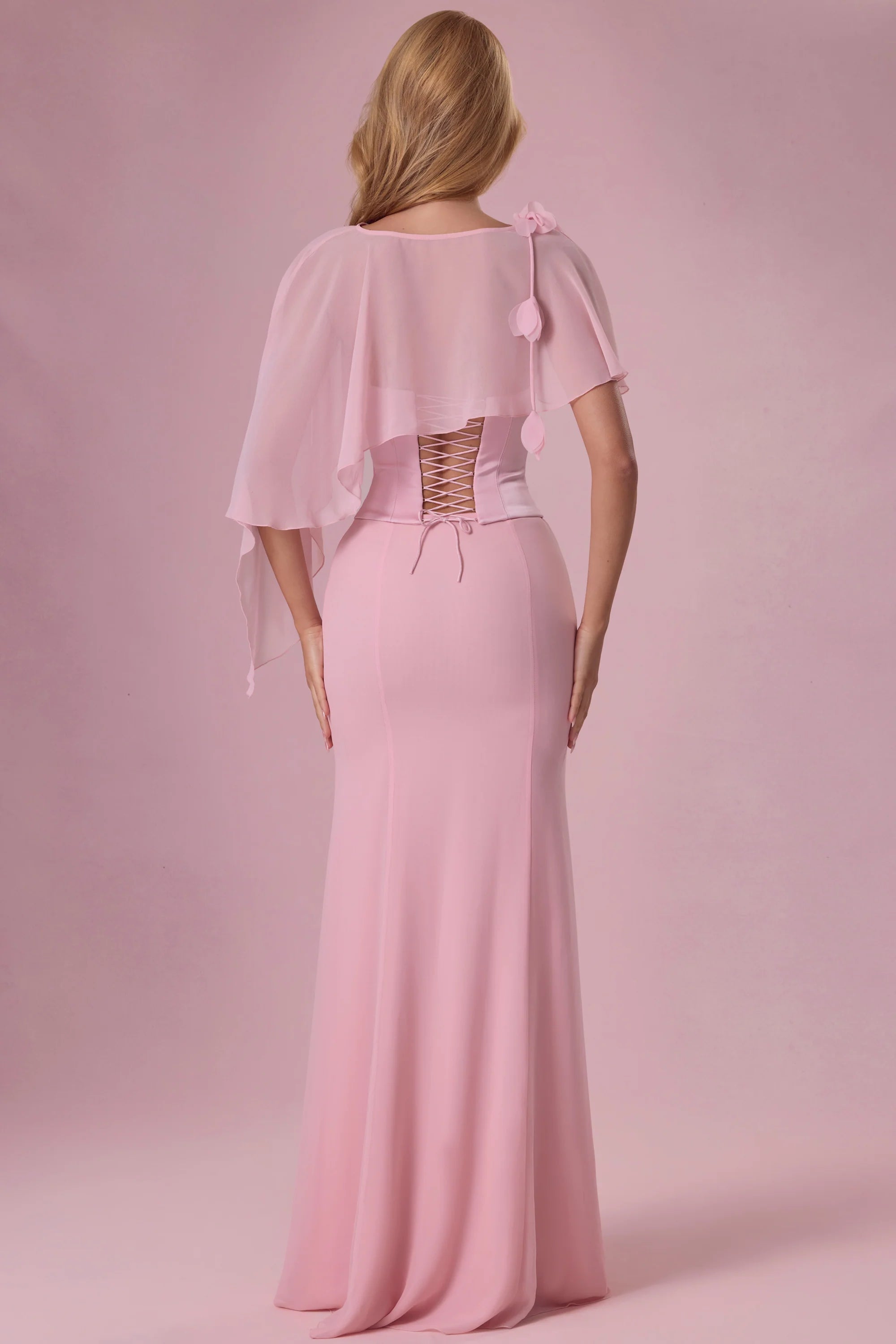 Premium Chiffon Cape in Blush Pink – Novrla