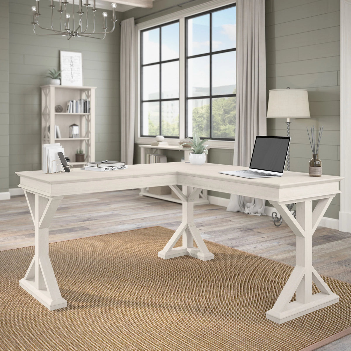 Novrla Homestead 60W Farmhouse L Shaped Desk
