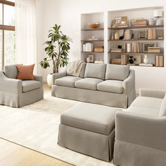 Novrla Bush Home Harper 80W Sofa, 57W Loveseat, Swivel Accent Chair, and Storage Ottoman with Slipcovers