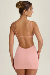 Cut-Out Open-Back Mini Dress in Apricot Pink