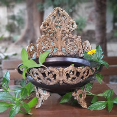 Novrla 11 Inches Decorative Brass Urli - Copper Finish - Decorative Urli Bowl For Flower & Candle Decor