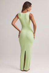 Modal Button-Detail Maxi Dress in Sage Green