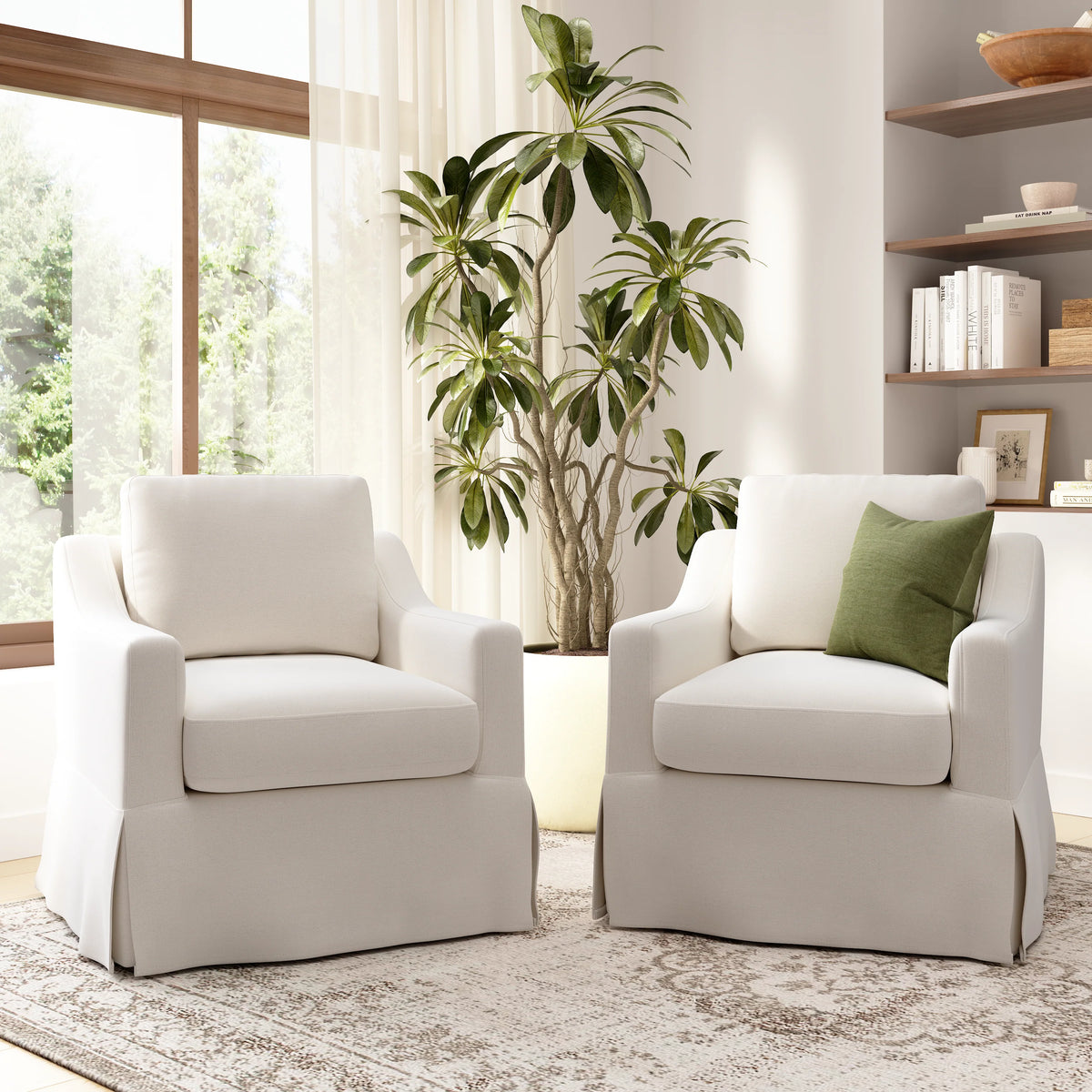 Novrla Bush Home Harper Swivel Accent Chairs with Slipcovers - Set of 2