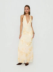 Rousseau Halter Maxi Dress Yellow