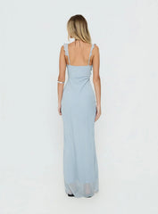 Aymi Frill Bust Detail Maxi Dress Blue Stripe