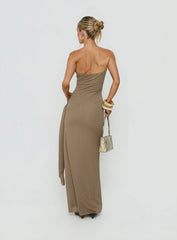 Analeah Strapless Maxi Dress Brown
