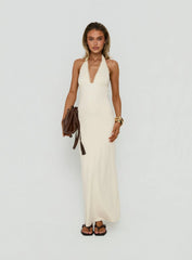 Almeria Lace Detail Halter Maxi Dress Butter